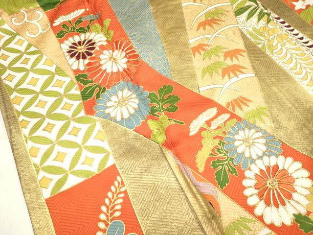 平和屋着物■豪華振袖 駒刺繍 吉祥花松文 金彩 正絹 逸品 DABF0517ea