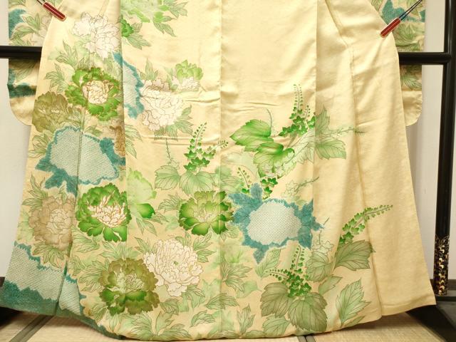 平和屋着物■豪華振袖 駒刺繍 絞り 牡丹桐花文 金彩 正絹 逸品 DABF0520ea