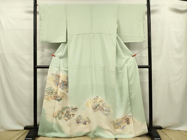 平和屋着物■豪華色留袖 寿光織 地紙人物文 暈し染め 金糸 正絹 逸品 DABF0525ya