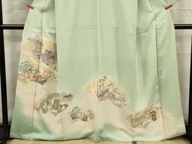 平和屋着物■豪華色留袖 寿光織 地紙人物文 暈し染め 金糸 正絹 逸品 DABF0525ya