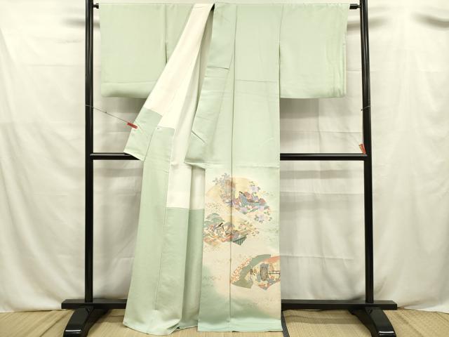 平和屋着物■豪華色留袖 寿光織 地紙人物文 暈し染め 金糸 正絹 逸品 DABF0525ya