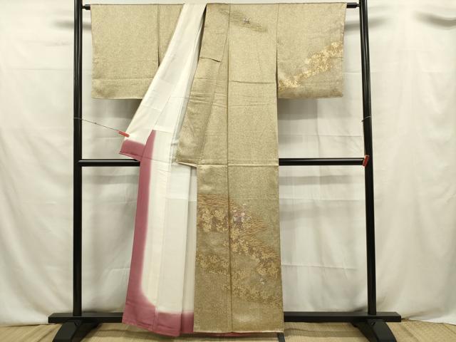 平和屋着物■訪問着 刺繍 草花文 金彩 正絹 逸品 DABF0530ya