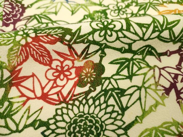 平和屋着物■上質な小紋 型染め 草花文 正絹 逸品 DABF0533ya