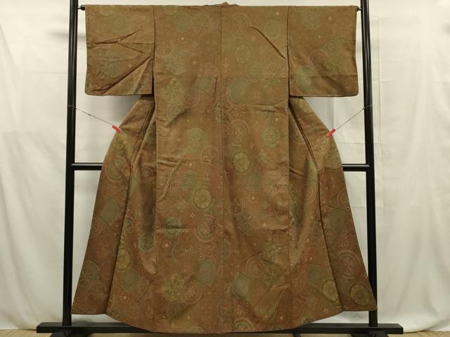 平和屋着物■上質なお召 正倉院花文 正絹 逸品 DABF0574ya