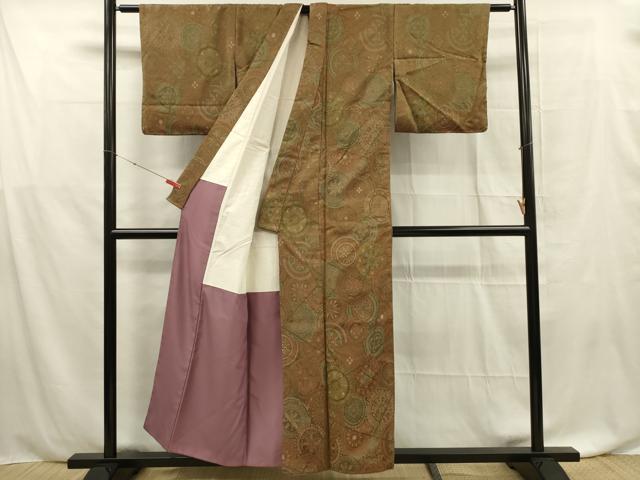 平和屋着物■上質なお召 正倉院花文 正絹 逸品 DABF0574ya