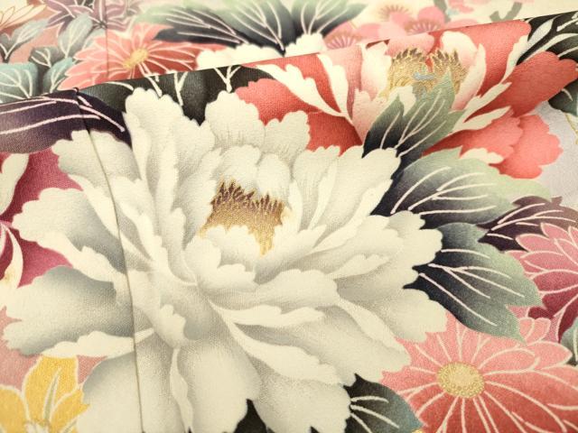 平和屋着物■豪華振袖 草花文 金彩 正絹 逸品 DABF0590ya