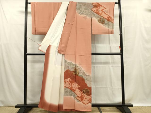 平和屋着物■訪問着 絞り 吉祥草花文 暈し染め 金彩 正絹 逸品 DABF0596ya
