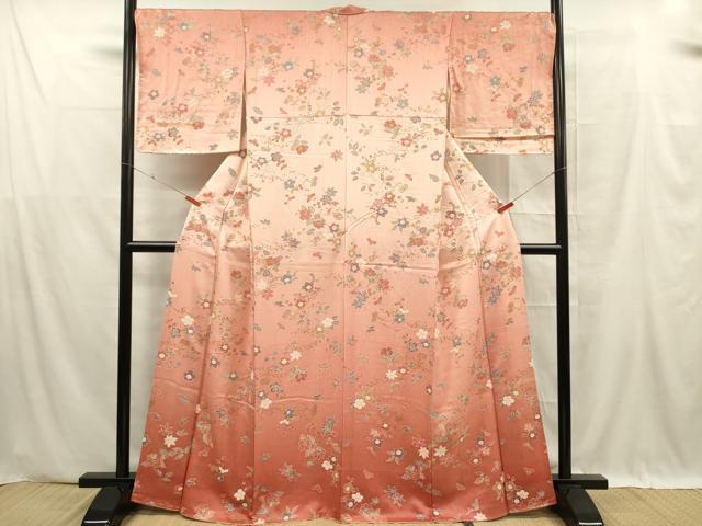 平和屋着物■訪問着 草花文 暈し染め 正絹 逸品 DABF0605ya