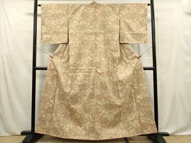 平和屋着物■上質な紬 亀甲花文 正絹 逸品 未使用 DABF0631ya