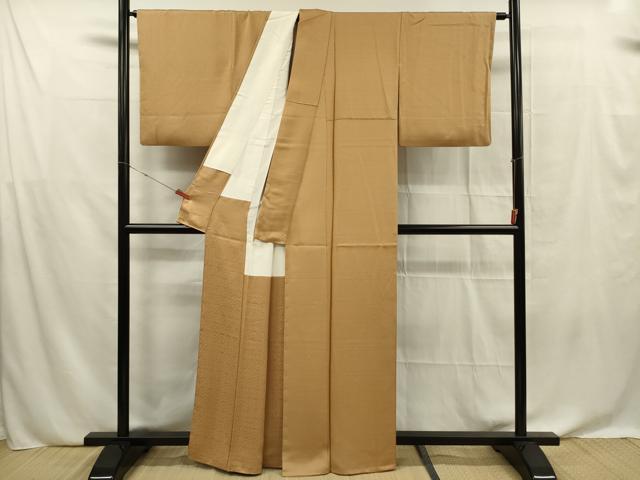 平和屋着物■上質な色無地 作家物 芝翫茶色 正絹 逸品 DABF0632ya