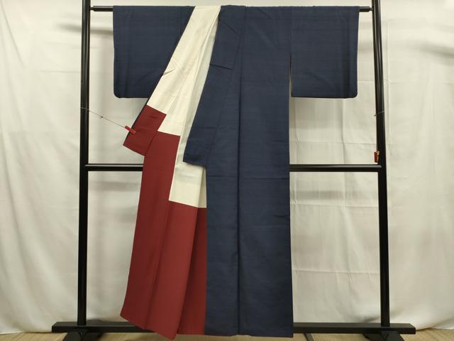 平和屋着物■上質な紬 色無地 留紺色 正絹 逸品 DABF0676ya