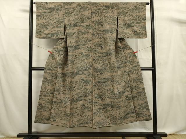 平和屋着物■上質な小紋 紬地 風景文 胴抜き仕立て 正絹 逸品 DABF0678ya
