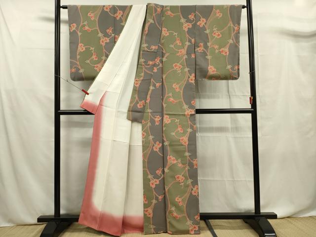平和屋着物■上質な小紋 花唐草文 正絹 逸品 未使用 DABF0713ya
