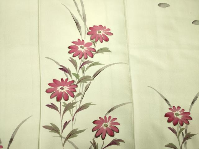平和屋着物■訪問着 手描き 草花文 正絹 逸品 DABF0726ya