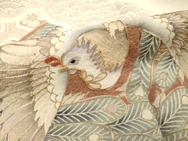 平和屋着物■豪華色留袖 駒刺繍 花鳥丸文 金彩 正絹 逸品 DABF0732ya