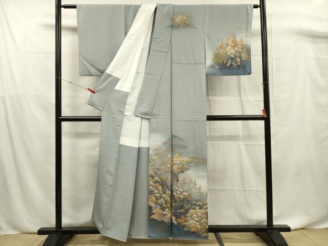 平和屋着物■訪問着 風景文 暈し染め 金彩 正絹 逸品 DABF0734ya
