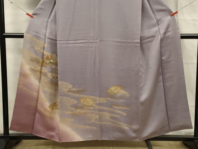 平和屋着物■訪問着 刺繍 流水地紙花文 暈し染め 金彩 正絹 逸品 DABF0735ya