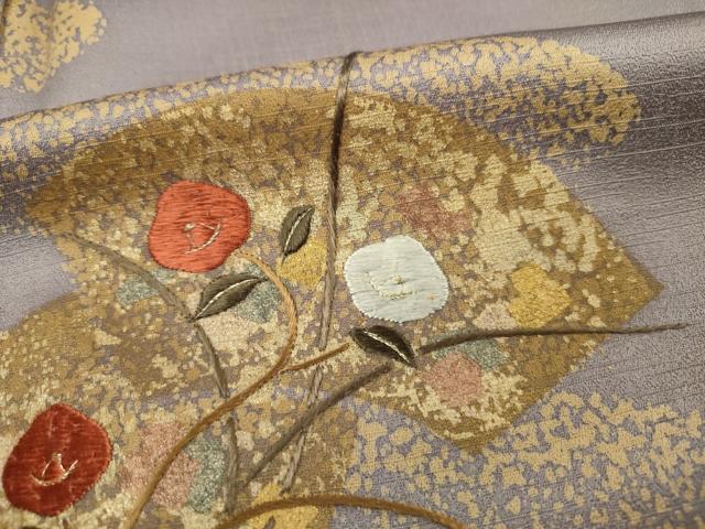 平和屋着物■訪問着 刺繍 流水地紙花文 暈し染め 金彩 正絹 逸品 DABF0735ya