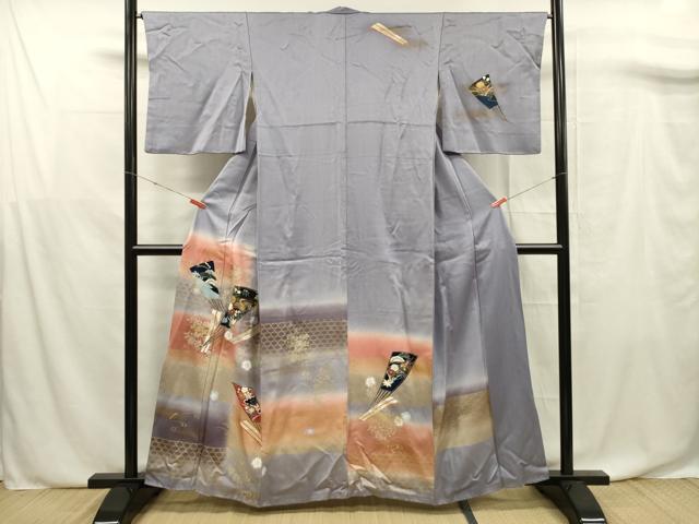 平和屋着物■訪問着 扇面花鳥文 暈し染め 金彩 正絹 逸品 DABF0737ya
