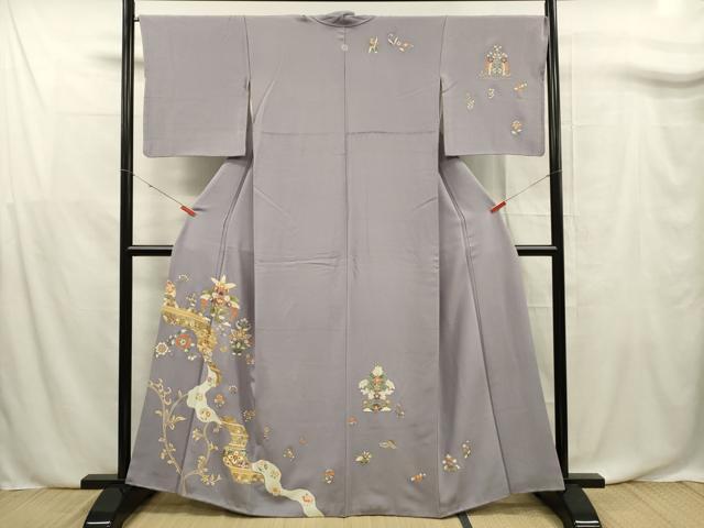 平和屋着物■訪問着 刺繍 花唐草文 金彩 正絹 逸品 DABF0741ya