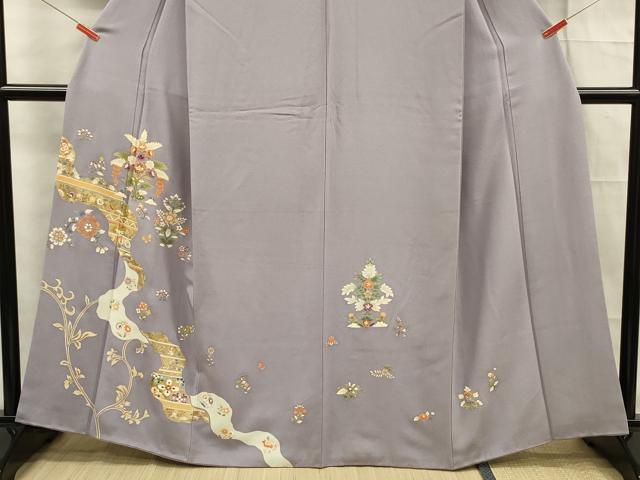 平和屋着物■訪問着 刺繍 花唐草文 金彩 正絹 逸品 DABF0741ya