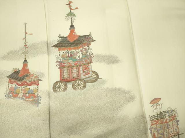 平和屋着物■訪問着 寿光織 人物風景文 金糸 正絹 逸品 DABF0743ya