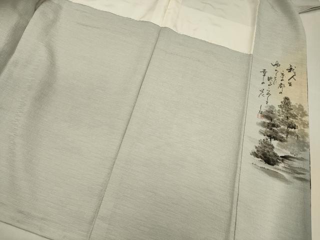 平和屋着物■訪問着 作家物 紬地 手描き 風景文 正絹 逸品 DABF0744ya