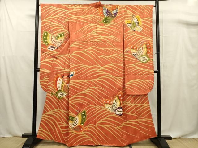 平和屋着物■豪華振袖 駒刺繍 舞蝶文 金彩 正絹 逸品 DABF0745ya