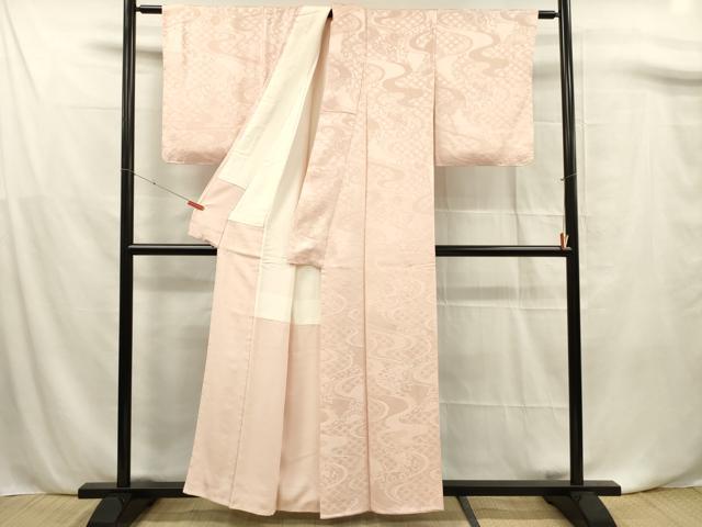 平和屋着物■上質な色無地 虹色 流水地紋 虹色 正絹 逸品 DABF0766ya