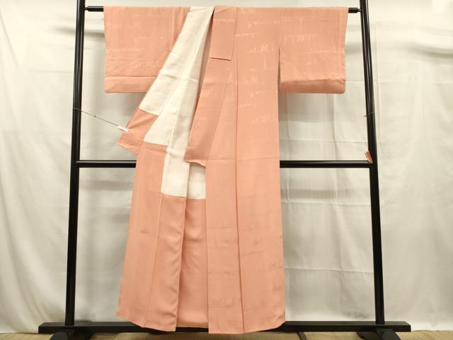 平和屋着物■上質な色無地 風景地紋 東雲色 正絹 逸品 DABF0788ya