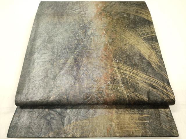 平和屋着物◎六通柄袋帯 手漉和紙 金彩 正絹 逸品 DABF0831ya
