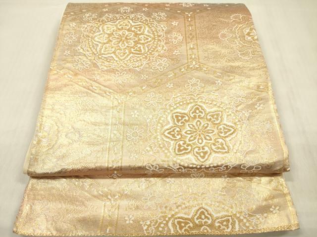 平和屋着物◎六通柄袋帯 正倉院花文 金糸 正絹 逸品 DABF0836ya
