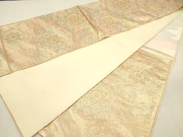 平和屋着物◎六通柄袋帯 正倉院花文 金糸 正絹 逸品 DABF0836ya