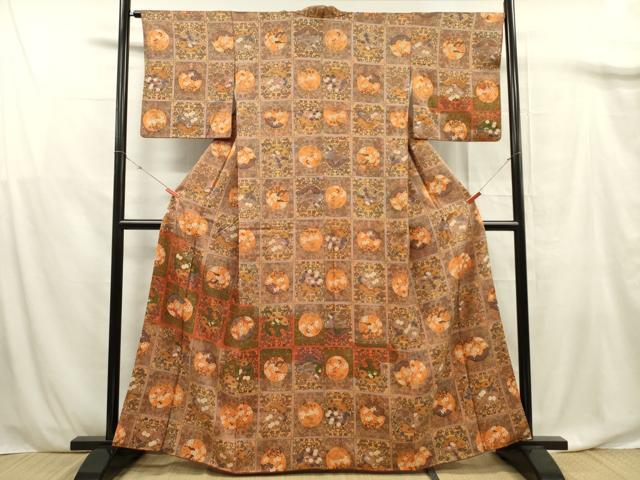 平和屋着物■上質な小紋 天井草花文 金彩 正絹 逸品 DABF0876ya