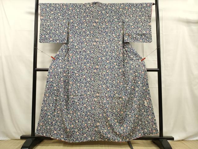 平和屋着物■上質な小紋 作家物 更紗花文 正絹 逸品 DABF0880ya