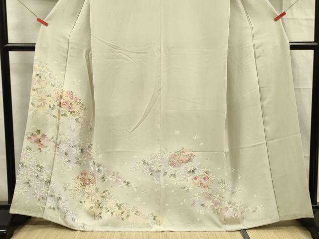 平和屋着物■訪問着 草花文 暈し染め 正絹 逸品 DABF0897ya