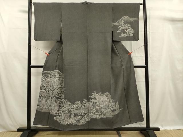 平和屋着物■訪問着 風景花松文 正絹 逸品 DABF0902ya