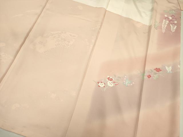 平和屋着物■訪問着 扇面花文 暈し染め 金彩 正絹 逸品 DABF0905ya