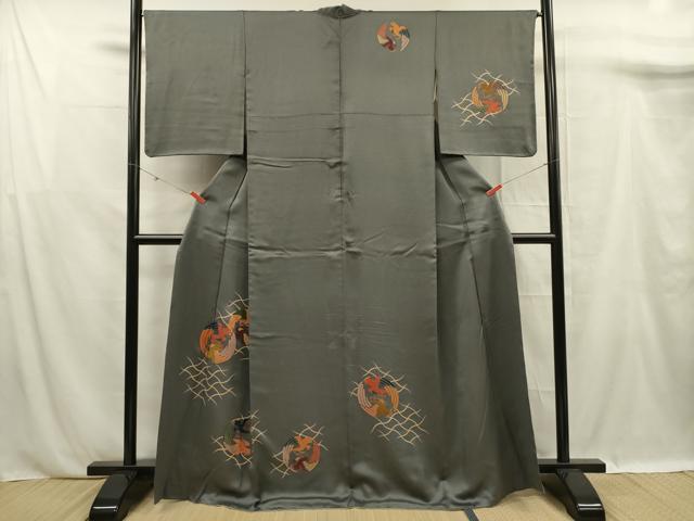 平和屋着物■訪問着 刺繍 花鳥丸文 正絹 逸品 DABF0906ya