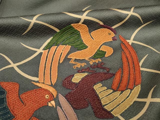 平和屋着物■訪問着 刺繍 花鳥丸文 正絹 逸品 DABF0906ya