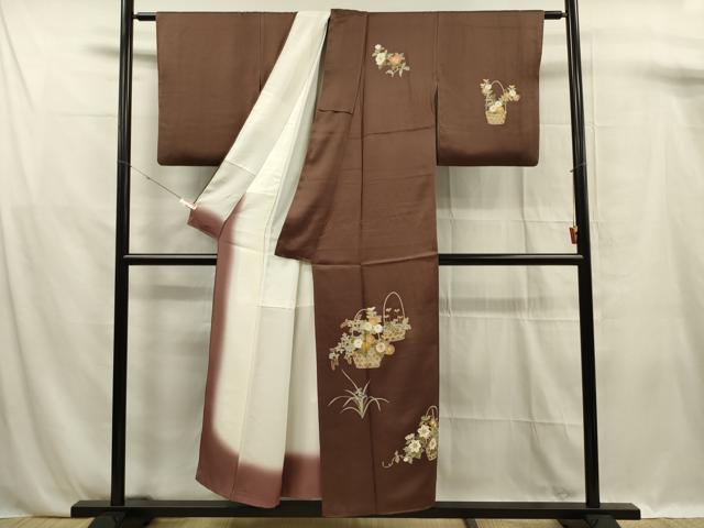 平和屋着物■訪問着 駒刺繍 花籠文 金彩 正絹 逸品 DABF0907ya