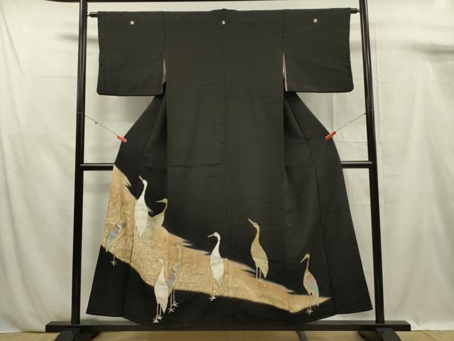 平和屋着物■豪華黒留袖 群鶴 暈し染め 金彩 正絹 逸品 DABF0909ya