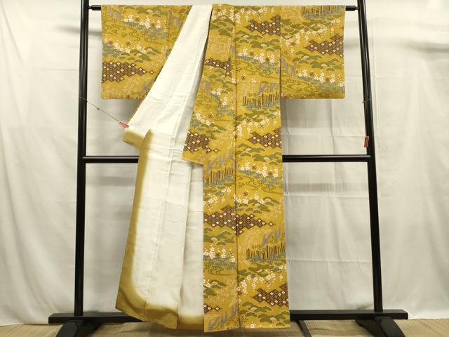 平和屋着物■上質な小紋 風景花松文 正絹 逸品 未使用 DABF0915ya