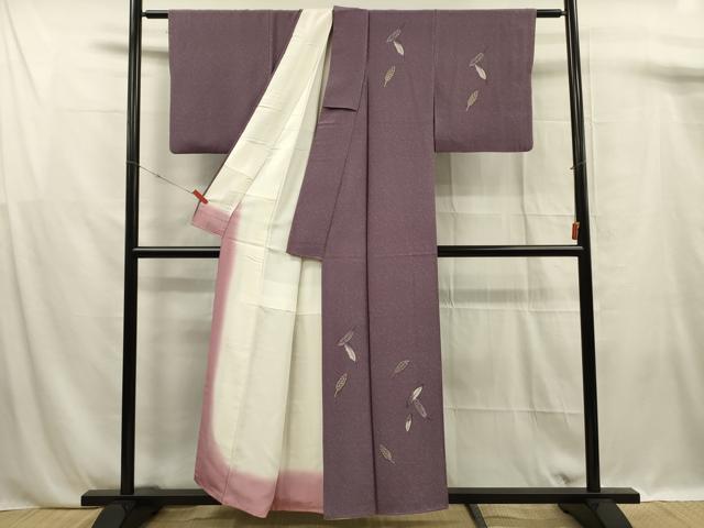 平和屋着物■中国三大刺繍 相良刺繍 訪問着 舞葉文 正絹 逸品 DABF0917ya
