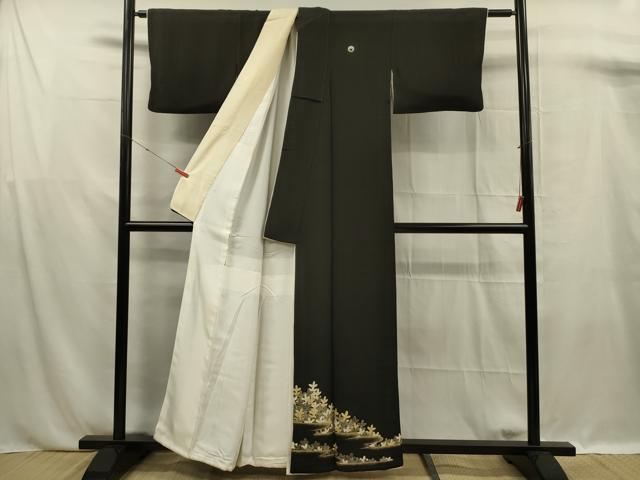平和屋着物■豪華黒留袖 松葉文 金彩 正絹 逸品 DABF0920ya