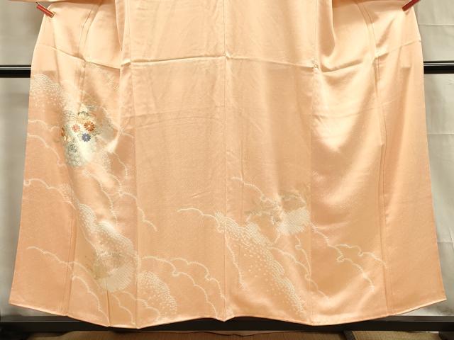 平和屋着物■訪問着 駒刺繍 絞り 雪輪花松文 金彩 正絹 逸品 DABF0929ya