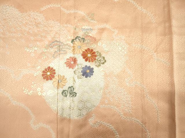 平和屋着物■訪問着 駒刺繍 絞り 雪輪花松文 金彩 正絹 逸品 DABF0929ya