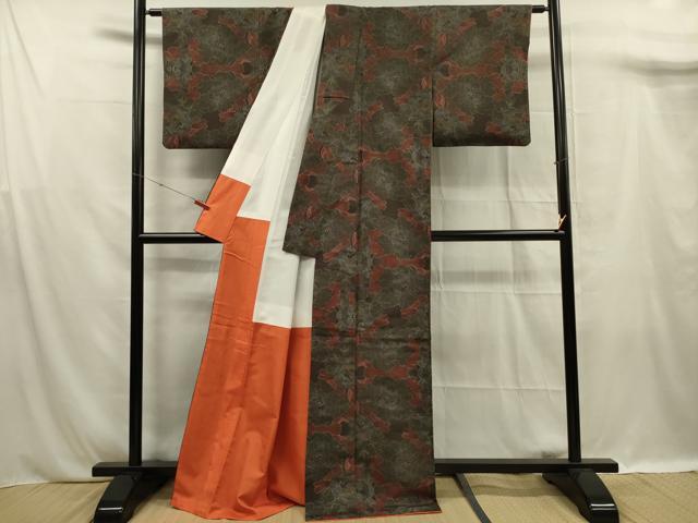 平和屋着物■上質な紬 牡丹 正絹 逸品 DABF0942ya