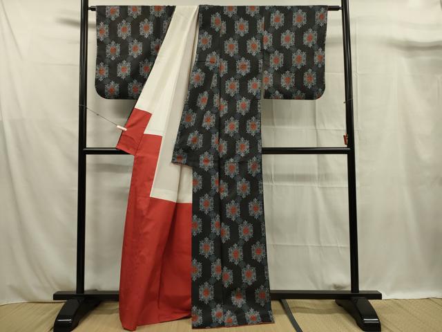 平和屋着物■上質な紬 正倉院花文 正絹 逸品 DABF0949ya
