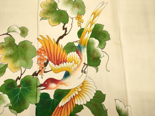 平和屋着物■訪問着 作家物 葡萄蔦の葉飛鳥文 正絹 逸品 DABF0950ya